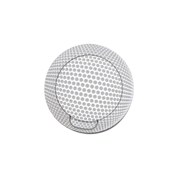 Silver snusdosa i aluminium med 3D-motiv precis som en golfboll