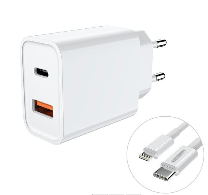 18W iphone dubbel usb laddare med kabel