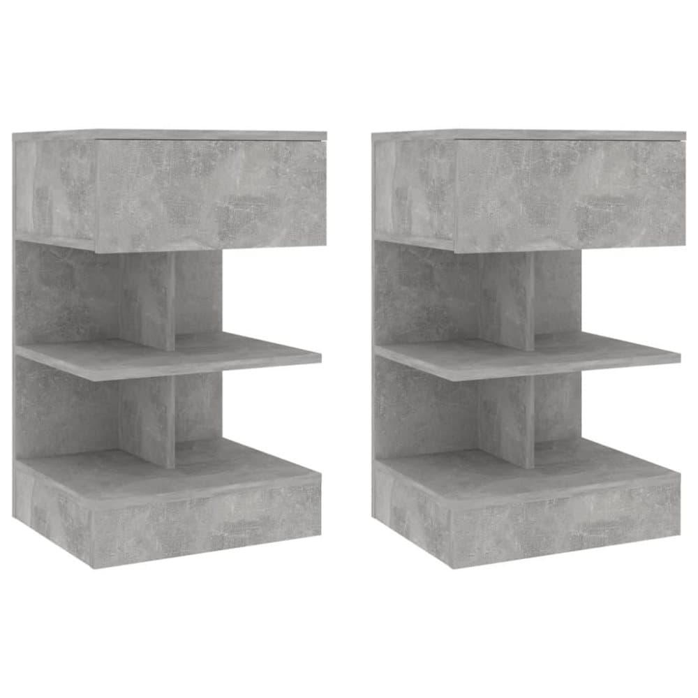 vidaXL Sängbord 2 st betonggrå 40x35x65 cm