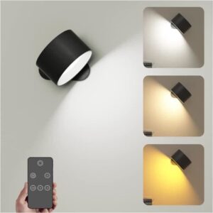 Vgglampa inomhus med fjrrkontroll, LED Touch Control Vgglampa 5 ljusstyrkaniver 7 frger, 360 roterbar, svart