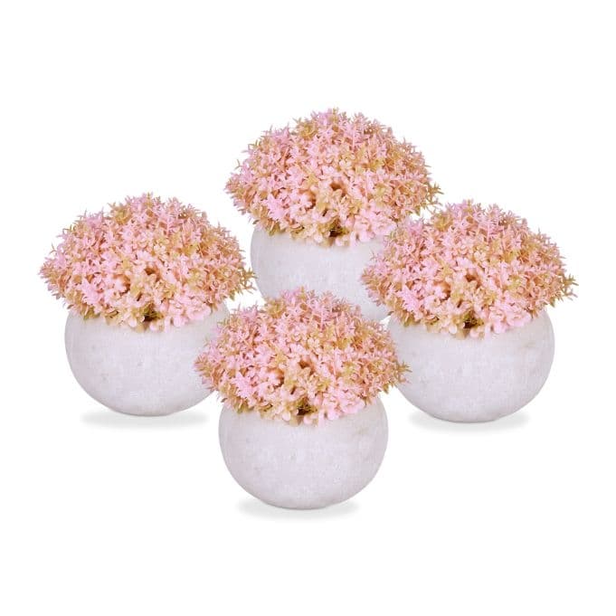 uppsättning med 4 konstgjorda blommor i kruka
