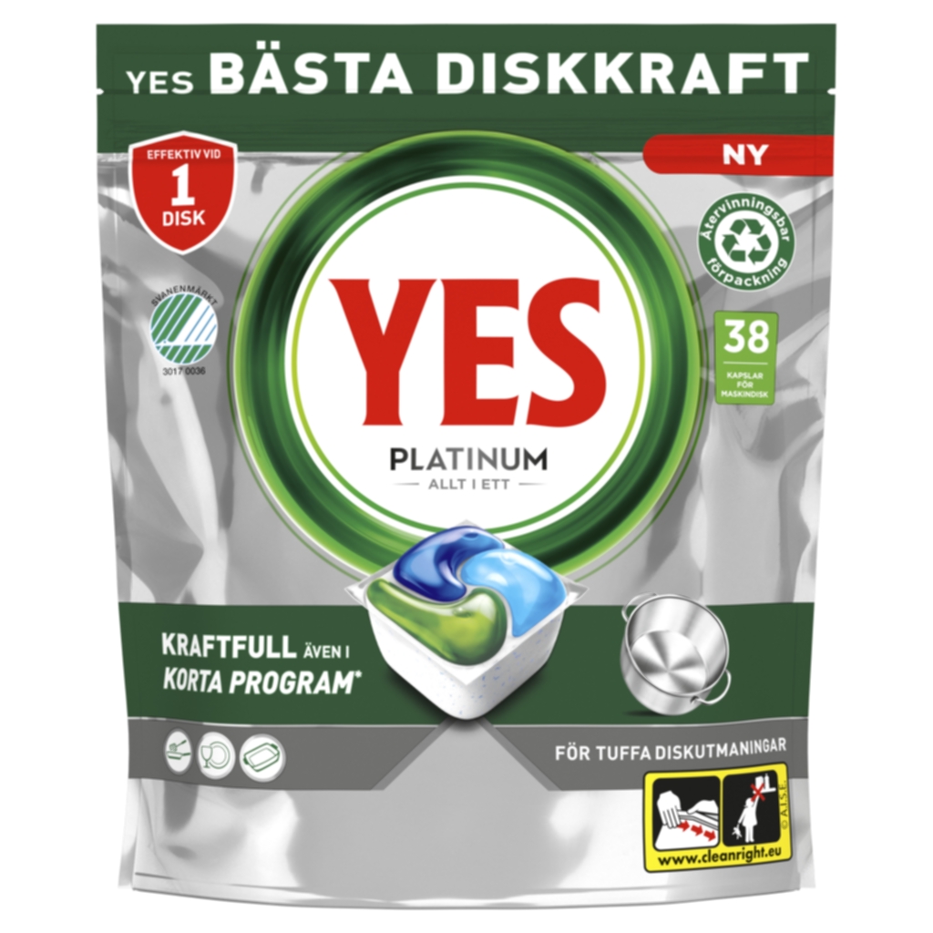 Yes Platinum All in One Maskindisktabletter 38 st