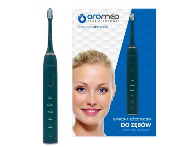Oromed ORO-BRUSH GREEN, Vuxen, Ultraljudstandborste, Massage, Polering, Knslig, Tandblekning, 38000 rrelser per minut, Grn, 2 min