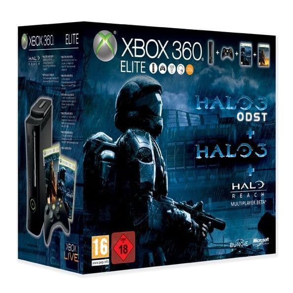 Xbox 360 Elite Halo ODST Ultimate-konsol - Pack med spel och tillbehr- USED