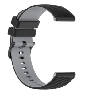 Klockarmband silikon Svart+grå 20 mm Samsung Galaxy Watch 5/5 Pro/4 40 mm 44 mm/3 41 mm/Gear Support/ Huawei Watch GT3/GT2 42 mm/Garmin Forerunner 158