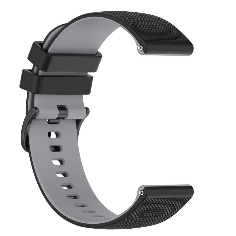 Klockarmband silikon Svart+grå 20 mm Samsung Galaxy Watch 5/5 Pro/4 40 mm 44 mm/3 41 mm/Gear Support/ Huawei Watch GT3/GT2 42 mm/Garmin Forerunner 158
