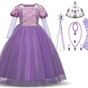 Prinsess Rapunzel klnning Tangled kostym + 7 extra tillbehr