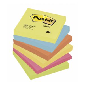 Post-It 654 Energetic, 76x76 mm, 6 st