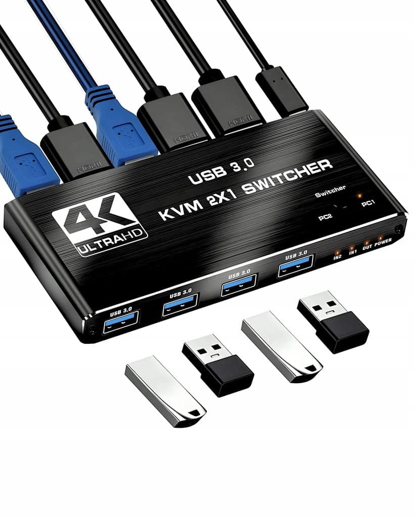 KVM SWITCH HDMI 2.0 4xUSB 3.0 SWITCH 4K/60HZ 2 DATORER - 1 MONITOR