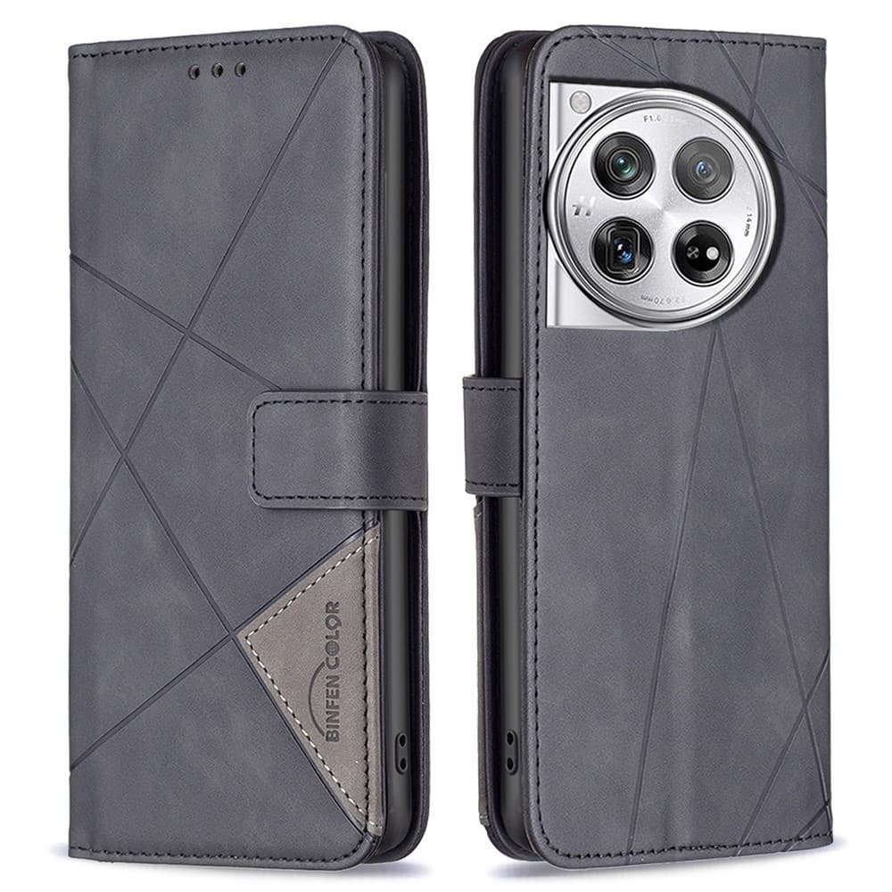 OnePlus 12 5G BINFEN COLOR Embossed Plnboksfodral - Svart