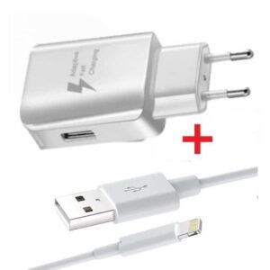 Pack Laddare + Kabel fr Apple iPhone 7 Snabbladdare Ultrakraftig och snabb NY GENERATION 3A med LIGHTNING USB-KABEL