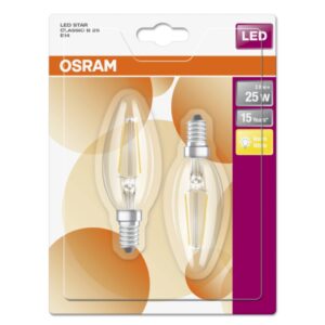 Kronlampa E14 LED 2,5W 2700K 250 lumen 2-pack