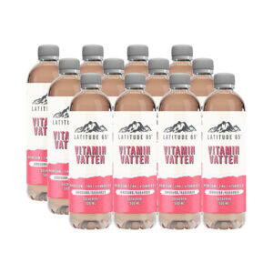 12 x Latitude 65, Vitaminvatten, 500 ml, Jordgubb/Rabarber