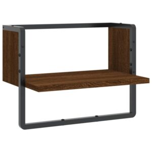 vidaXL Vägghylla med stång brun ek 40x25x30 cm