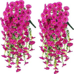 OBOSOE 2-Pack UV-beständiga Hängande Konstgjorda Blommor – Morning Glory-vinrankor 75 cm, Naturtrogna För Trädgård & Heminredning