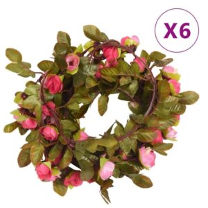 vidaXL Konstgjorda girlanger 6 st rosor 215 cm