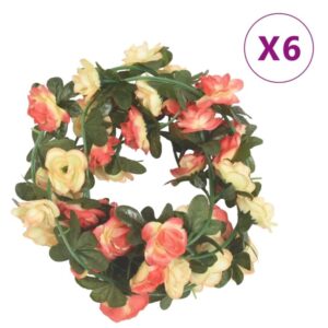 vidaXL Konstgjorda girlanger 6 st rosa och champagne 240 cm