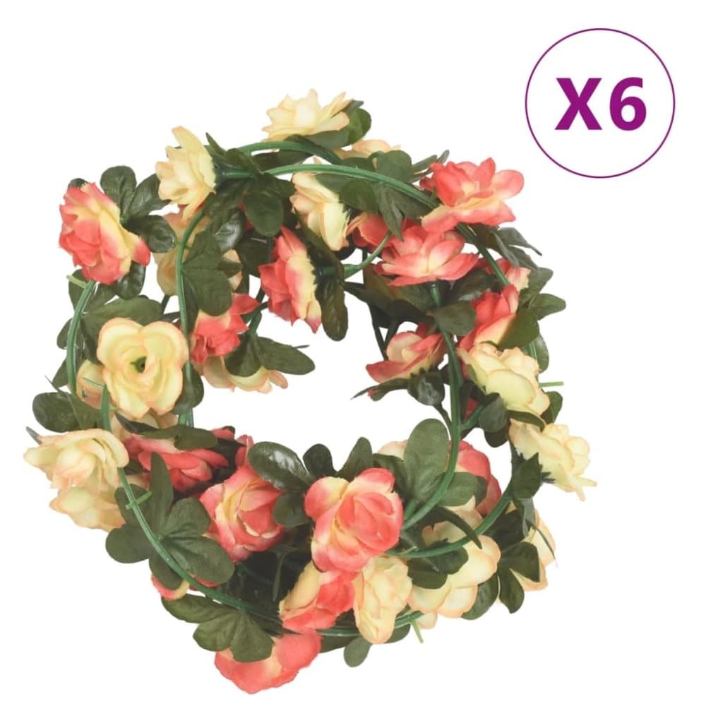 vidaXL Konstgjorda girlanger 6 st rosa och champagne 240 cm