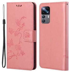 Lderfodral Fjrilar Xiaomi 12T Pro Rosa