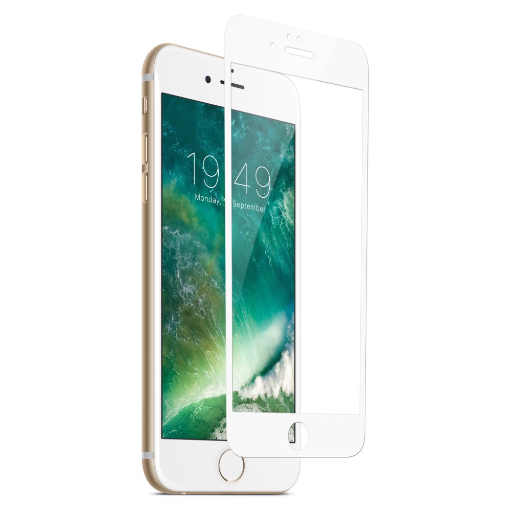 iPhone 8 Plus HD Skärmskydd Kolfiber Härdat Glas Vit