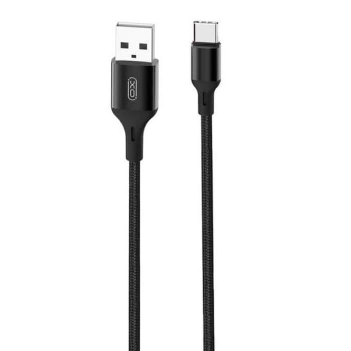 XO NB143 Hållbar TPE Universal USB till USB-C (Typ-C) Data & Data Snabbladdarkabel 2,4A 2m Svart