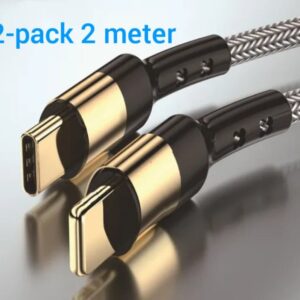 2-Pack Laddare fr iPhone - USB-C - Kabel / Sladd - 20W - 2m - Snabbladdare GULD/SVART