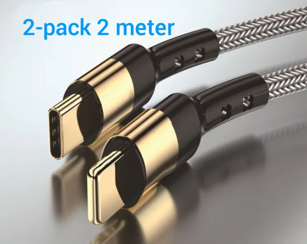 2-Pack Laddare fr iPhone - USB-C - Kabel / Sladd - 20W - 2m - Snabbladdare GULD/SVART