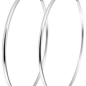 Klassiska Runda Hoop Silver rhngen i Rostfritt Stl - 6 cm
