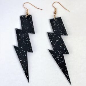 Örhängen Blixt Oversize Lightning Glitter Svart Flash