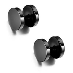2-pack Svart Fake Plug Fejk Tjning rhnge Piercingsmycke 10mm
