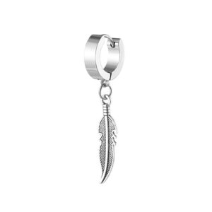 Piercing Örhänge Tjock Ring med Fjäder Silver