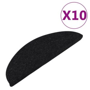 vidaXL Trappstegsmattor självhäftande 10 st svart 56x17x3 cm