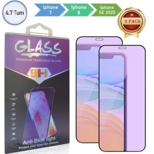 2 PACK Anti-Blue, 9H skärmskydd Kompatibel med Iphone
