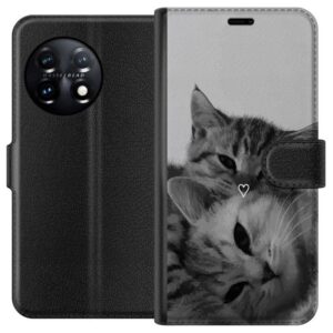 OnePlus 11 Plånboksfodral Katt Hjärta