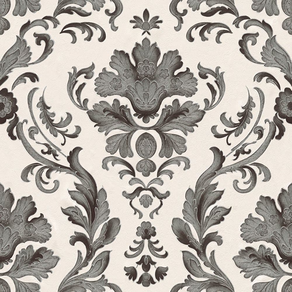 Papperstapet ornament Profhome 301901-GU ltt texturerad matt frg svart vit 5,33 m2