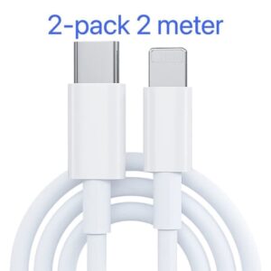 2-Pack Laddare för iPhone - USB-C - Light - Kabel / Sladd - 20W - 2m - Snabbladdare Vit
