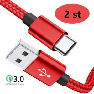 2 st super kvalitet 3 m usb-c svart