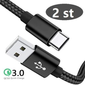 2 st super kvalitet 3 m usb-c svart