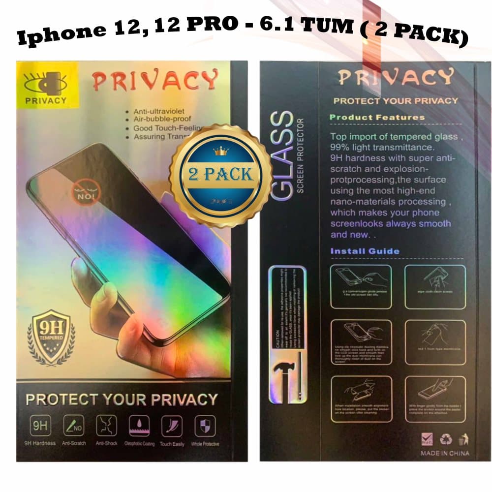 2 PACK- Sekretess Skärmskydd iPhone 12, iPhone 12 Pro (6.1 Tums),Privacy Screen Protector