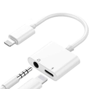 Ladd- och hörluradapter – Lightning till 3,5 mm & Lightning-port för musik och laddning samtidigt