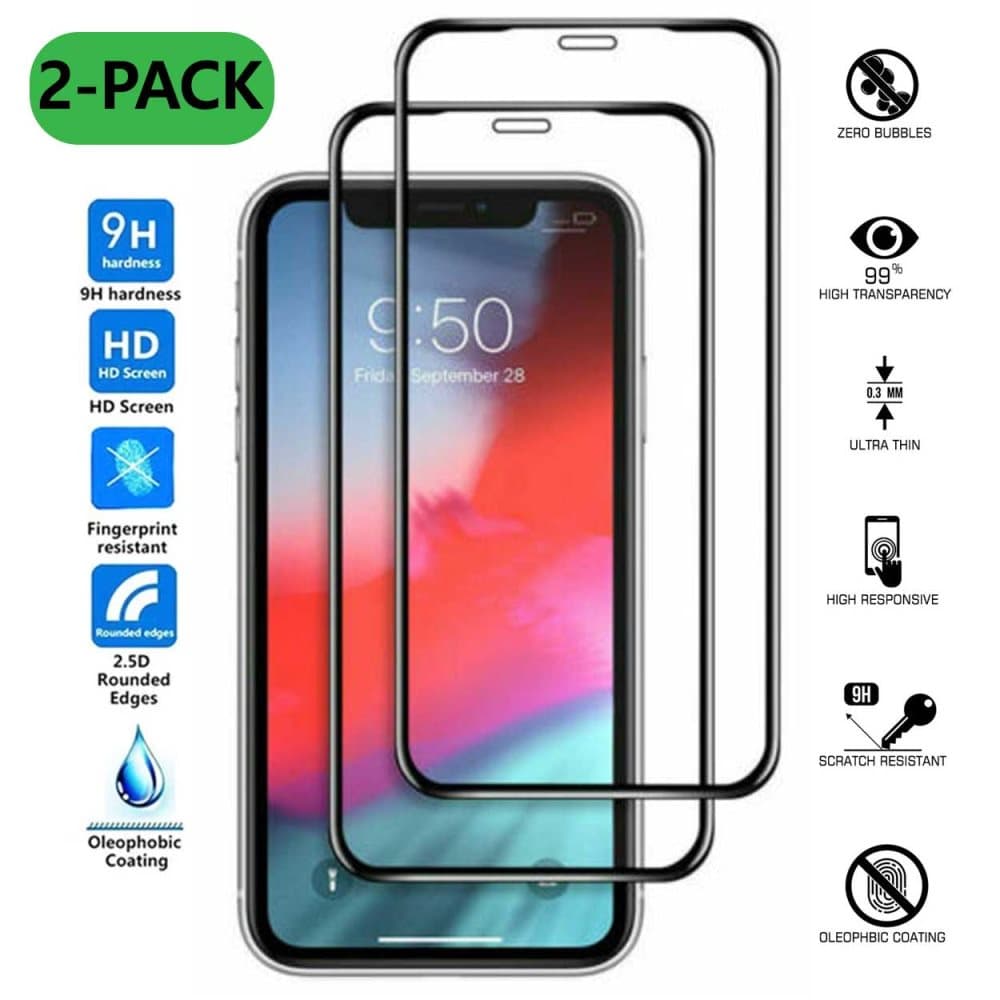 2-Pack iPhone 11 Skrmskydd HD Hrdat Glas Kolfiber