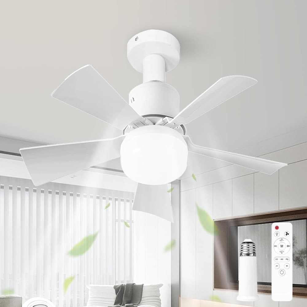OBOSOE E27 takflkt med lampa 3-frgers dimbar LED & tystgende flkt fr sovrum/kk