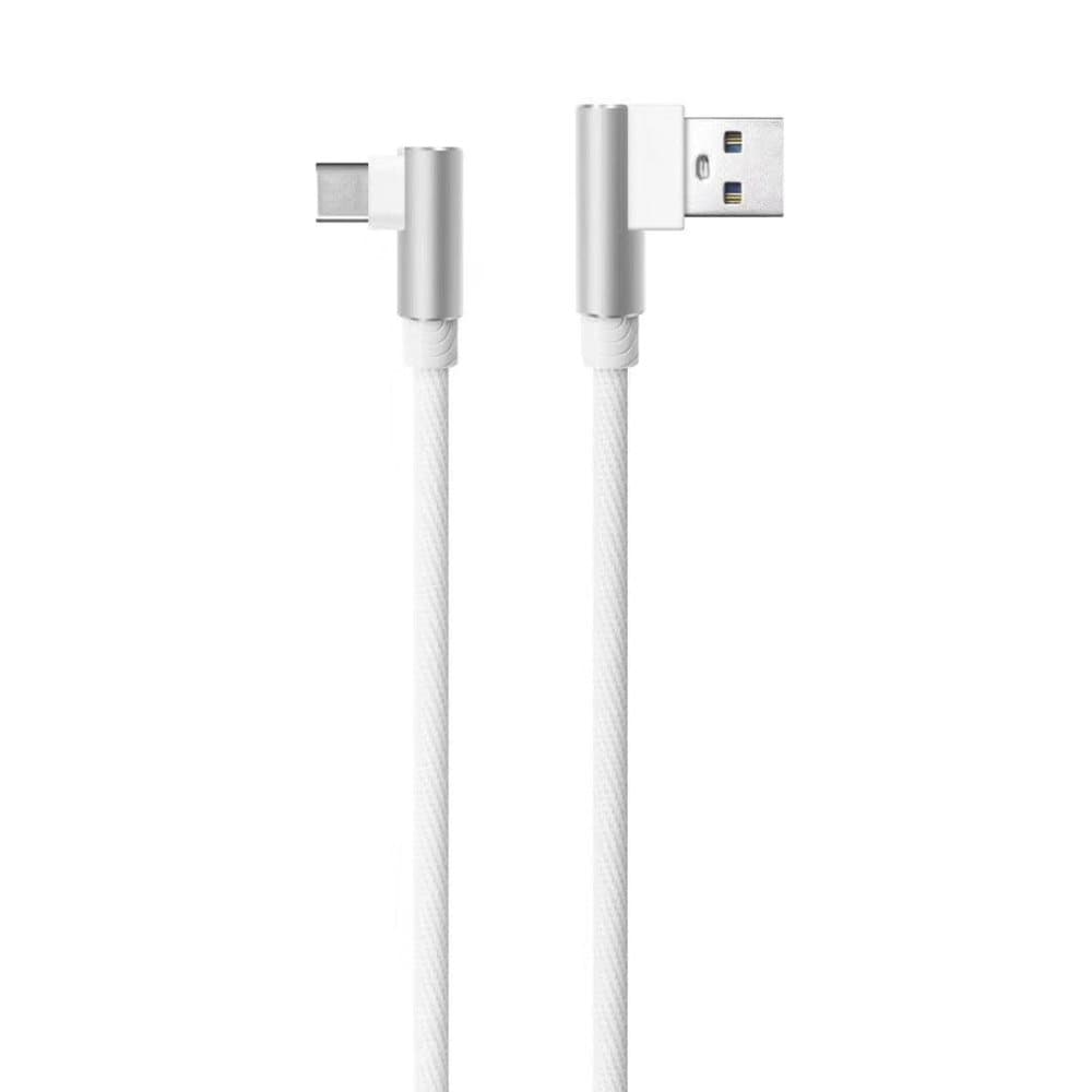 NRDIC Vinklad USB C till vinklad USB A kabel fr synkning och laddning vit 2m