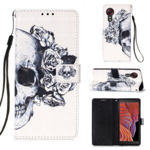 Plånboksfodral Samsung Galaxy XCover 7 - Döskalle / Rosor