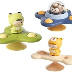 OBOSOE 3-Pack - Fidget Spinner med Sugkopp för Barn - Snurrande Leksak