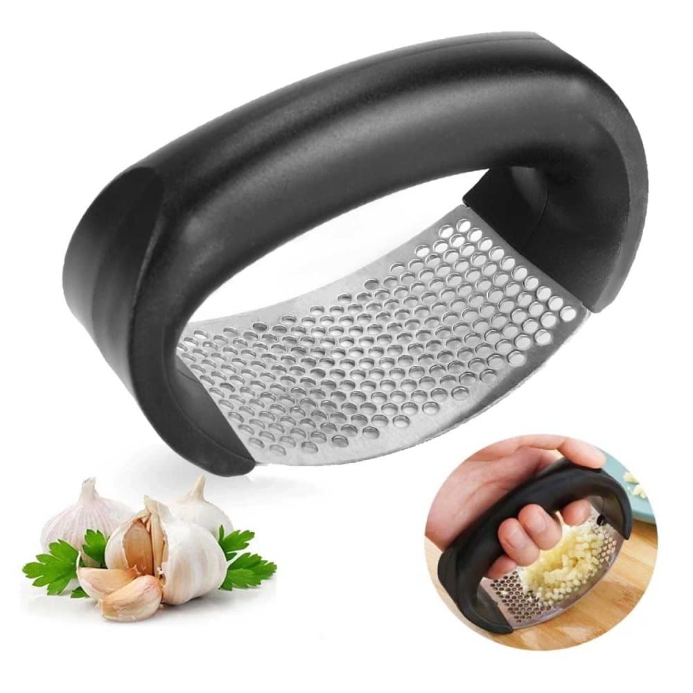 Vitlökspress i Stål – Garlic Press Handtag – Svart
