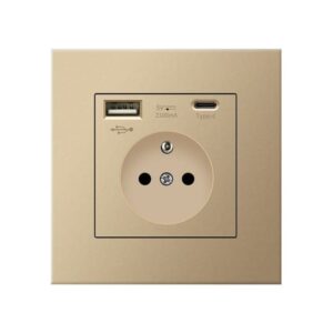 OBOSOE Vgguttag med USB och Type-C Schuko Eluttag 5V 2.1A, Multiuttag fr Mobil, Surfplatta, PC