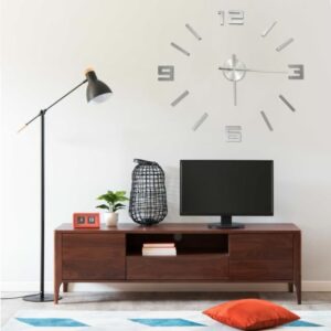vidaXL Vggklocka 3D modern design silver 100 cm XXL