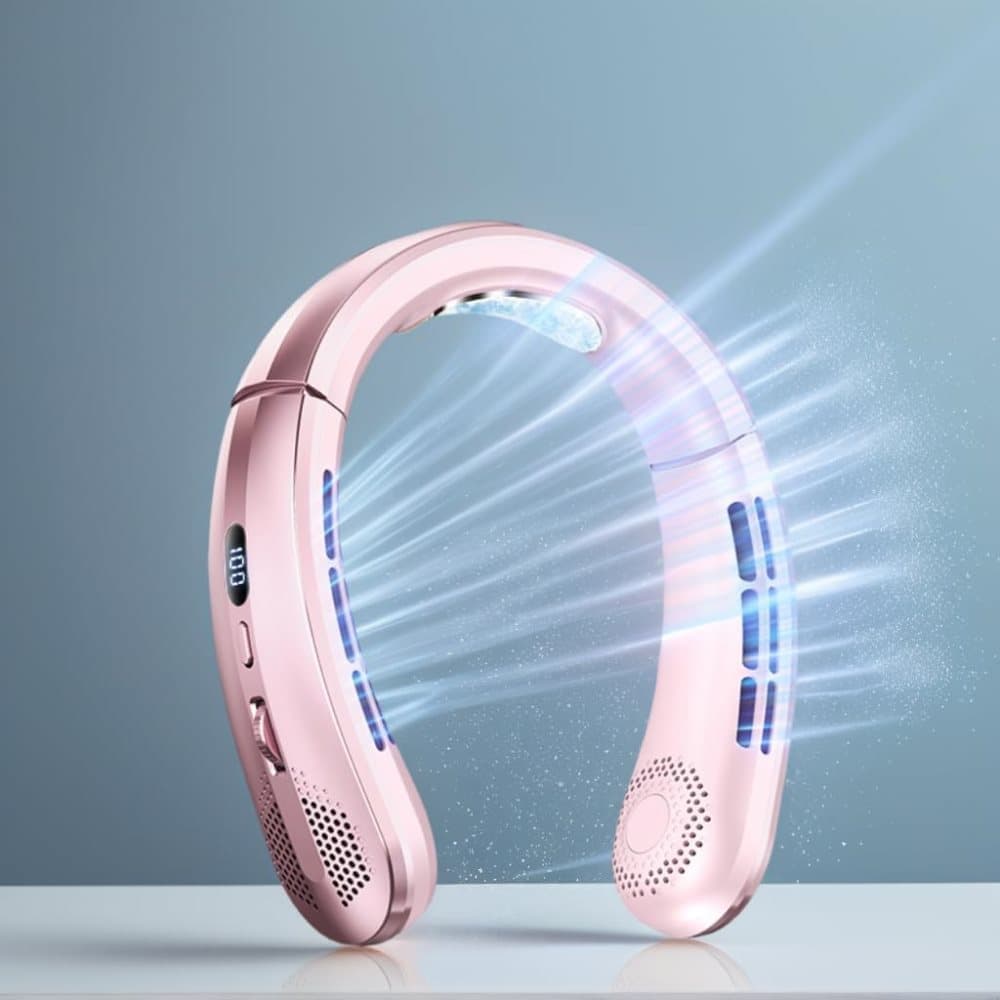 OBOSOE Bärbar Fläkt, 100 Nivåer Bladlös Bärbar Halsfläkt, 4000mAh Handsfree Fläkt för Inne & Ute