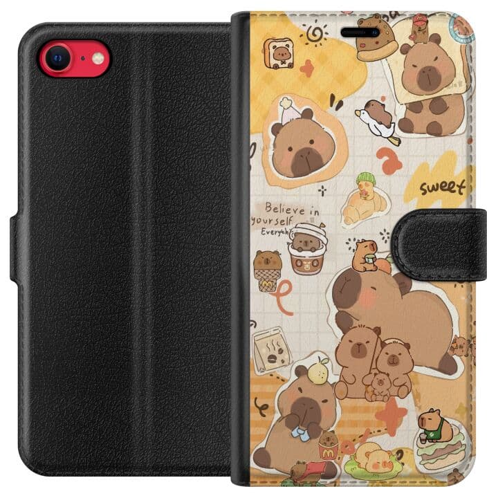Apple iPhone 7 Plånboksfodral Kawaii capybara mobilskal med gulliga djurmotiv